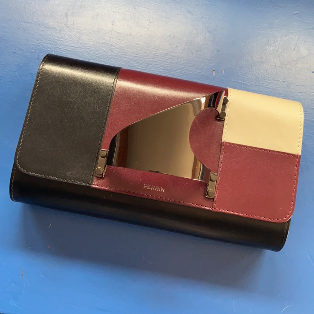 Perrin Clutch Color Block Le Eiffel Black Cream B… - image 1